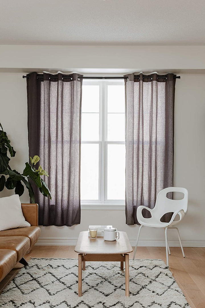 Curtain Rod 120" to 180" Adjustable, Black Curtain Rod Includes 2 Matching Finials, Brackets &amp; Hardware, 1 Inch Diameter Curtain Rod