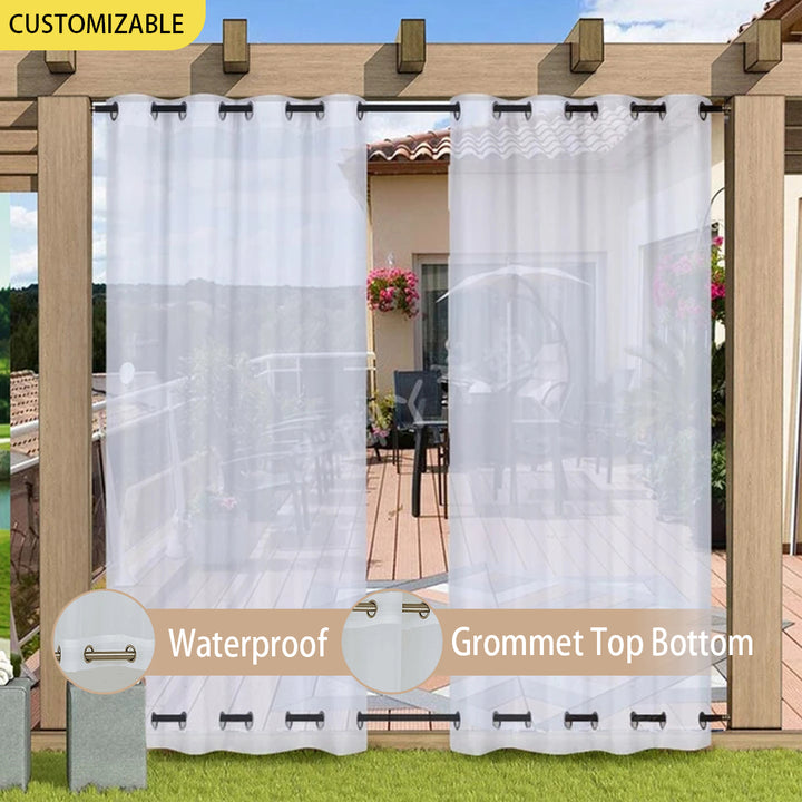 Suchoutdoor Outdoor Waterproof Curtains Sheer, Top Bottom Grommet, for Porch/Pavilion/Patio, 1 Panel