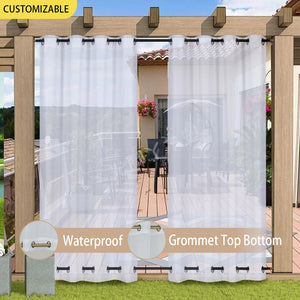 Suchoutdoor Outdoor Waterproof Curtains Sheer, Top Bottom Grommet, for Porch/Pavilion/Patio, 1 Panel