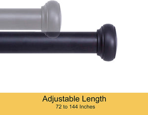 Curtain Rod 37" to 72" / 72” to 144” Adjustable, 1 Inch Diameter Curtain Rods, Black Or Brushed Nickel Adjustable Curtain Rod