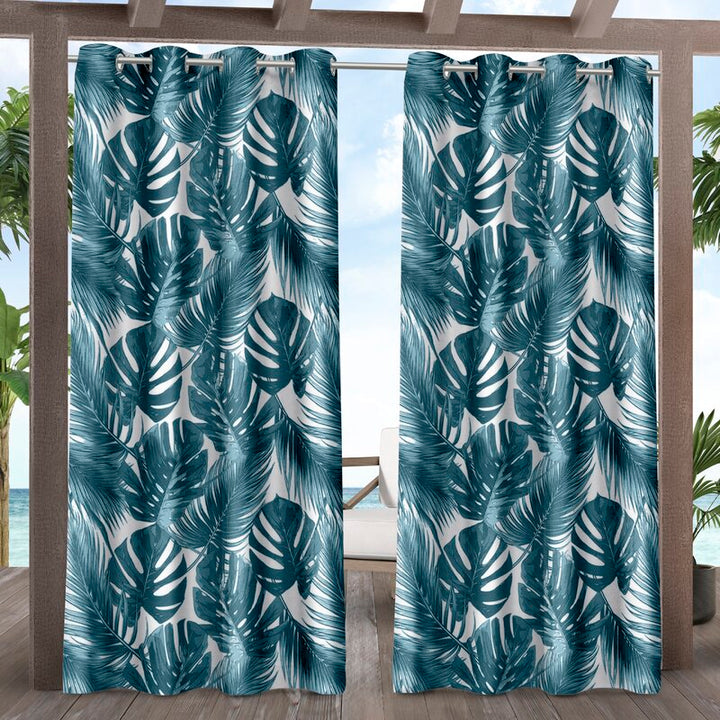 Printing Floral Outdoor Waterproof Grommet Top , Bottom or Tab Top Curtains, 1 Panel