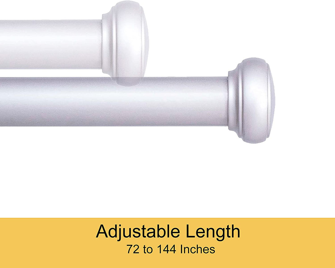 Curtain Rod 37" to 72" / 72” to 144” Adjustable, 1 Inch Diameter Curtain Rods, Black Or Brushed Nickel Adjustable Curtain Rod