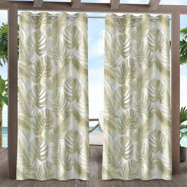 Printing Floral Outdoor Waterproof Grommet Top , Bottom or Tab Top Curtains, 1 Panel