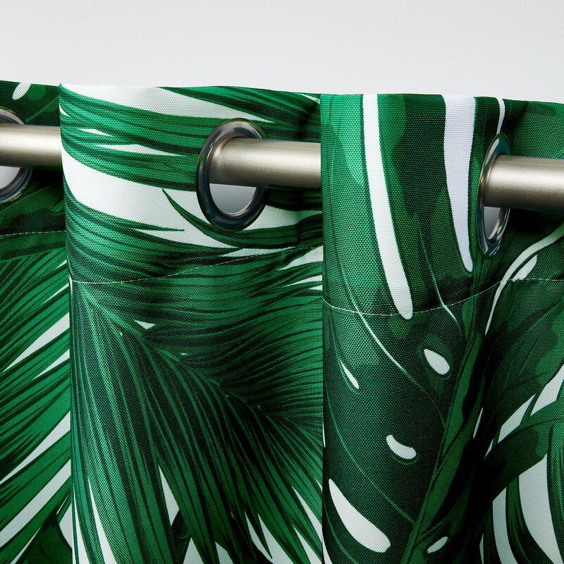 Printing Floral Outdoor Waterproof Grommet Top , Bottom or Tab Top Curtains, 1 Panel
