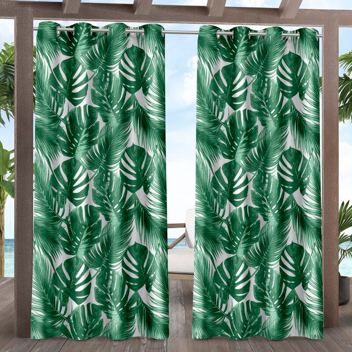 Printing Floral Outdoor Waterproof Grommet Top , Bottom or Tab Top Curtains, 1 Panel