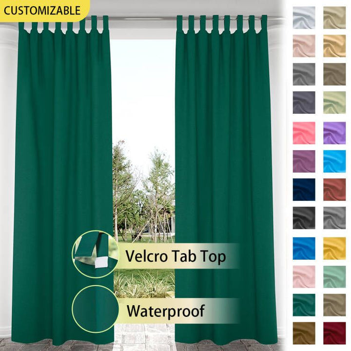 Suchoutdoor Outdoor Waterproof Curtains, Velcro Tab Top, for Porch/Pavilion/Patio, 1 Panel