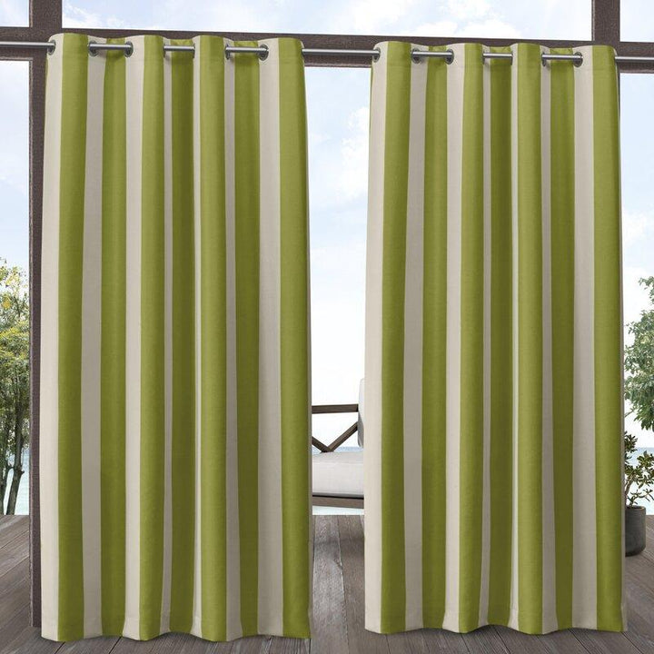 Striped Outdoor Waterproof Grommet Top Curtains, 1 Panel