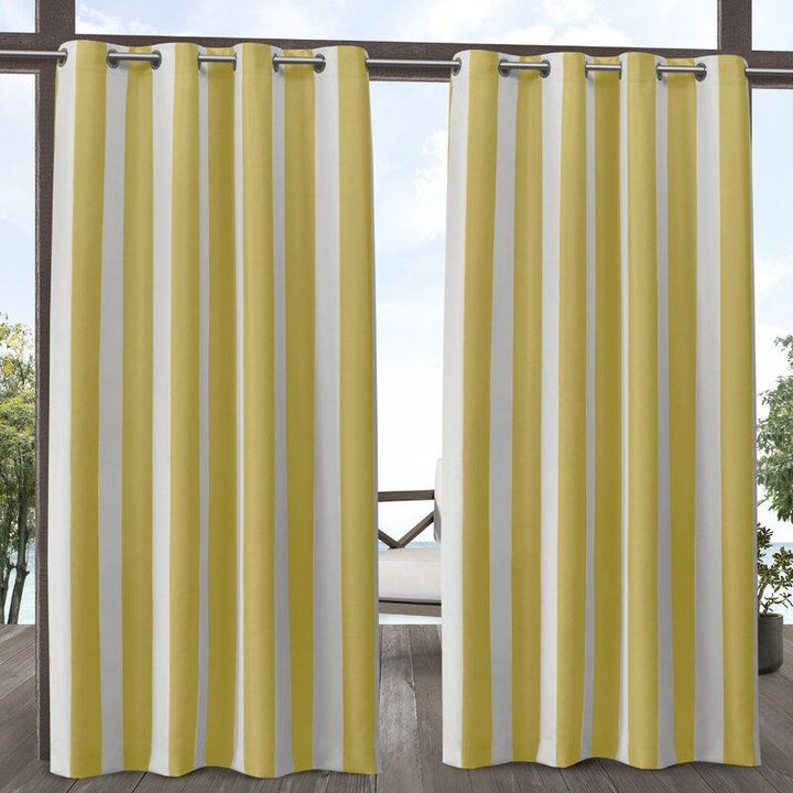 Striped Outdoor Waterproof Grommet Top Curtains, 1 Panel