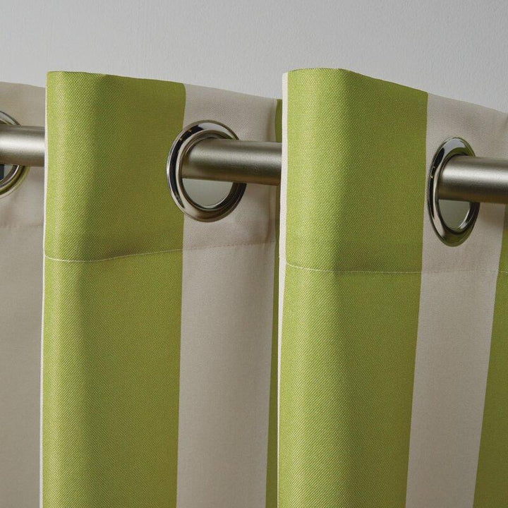 Striped Outdoor Waterproof Grommet Top Curtains, 1 Panel