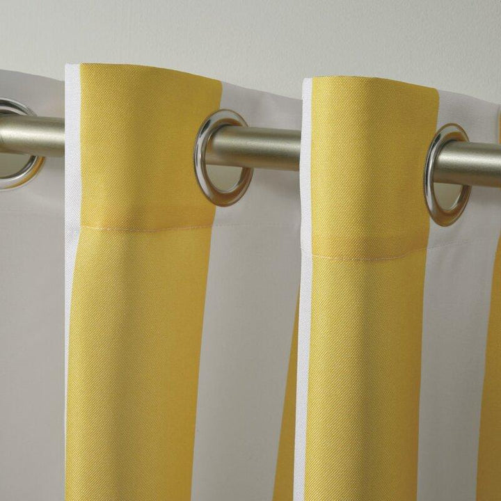 Striped Outdoor Waterproof Grommet Top Curtains, 1 Panel