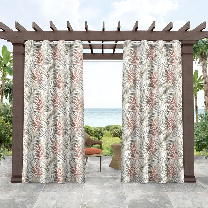 Printing Floral Outdoor Waterproof Grommet Top , Bottom or Tab Top Curtains, 1 Panel