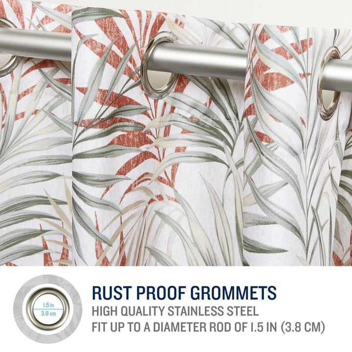 Printing Floral Outdoor Waterproof Grommet Top , Bottom or Tab Top Curtains, 1 Panel