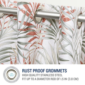 Printing Floral Outdoor Waterproof Grommet Top , Bottom or Tab Top Curtains, 1 Panel