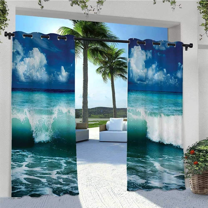 Custom Photo Print Outdoor Curtains, Use one picture for two piece curtains, minimum 2 pcs