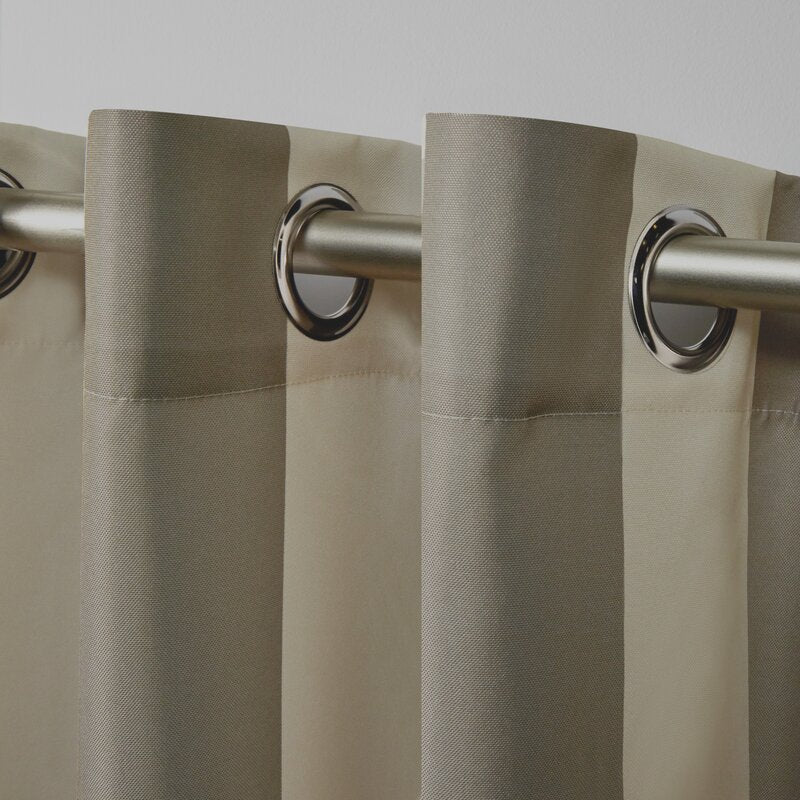 Striped Outdoor Waterproof Grommet Top Curtains, 1 Panel