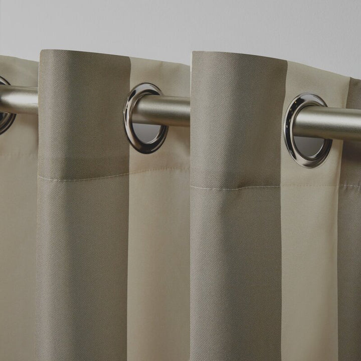 Striped Outdoor Waterproof Grommet Top Curtains, 1 Panel