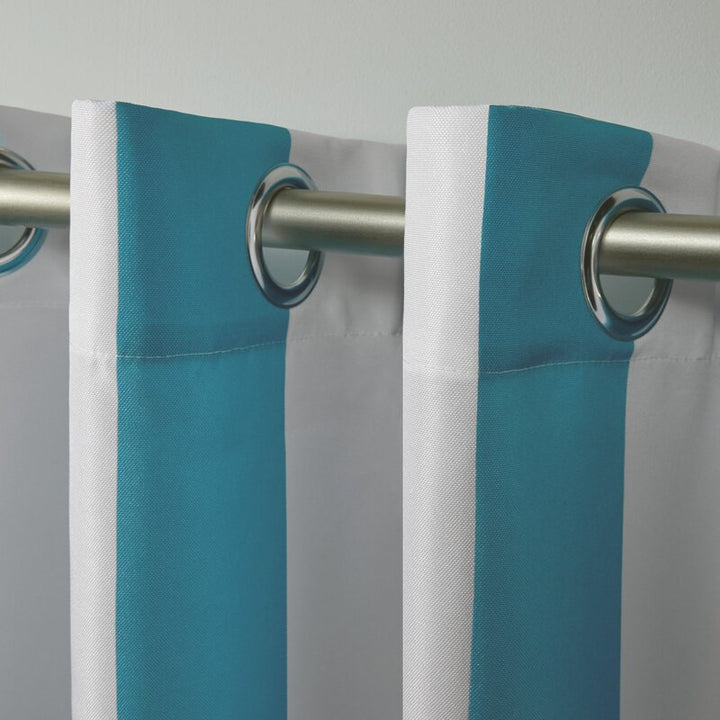 Striped Outdoor Waterproof Grommet Top Curtains, 1 Panel
