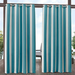 Striped Outdoor Waterproof Grommet Top Curtains, 1 Panel
