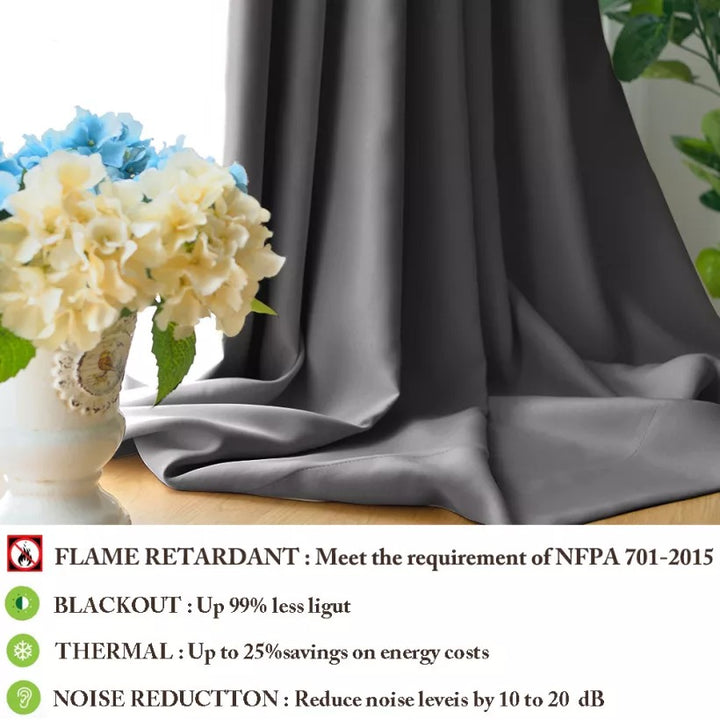 Suchoutdoor Flame Retardant Curtains, Grommet Top Silver, for Schools/Hospitals/Houses, 1 Panel