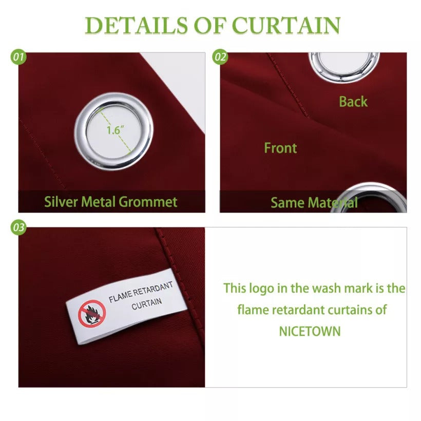 Suchoutdoor Flame Retardant Curtains, Grommet Top Silver, for Schools/Hospitals/Houses, 1 Panel
