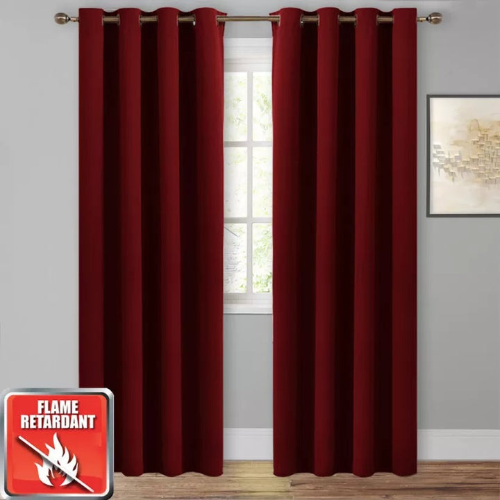 Suchoutdoor Flame Retardant Curtains, Grommet Top Silver, for Schools/Hospitals/Houses, 1 Panel
