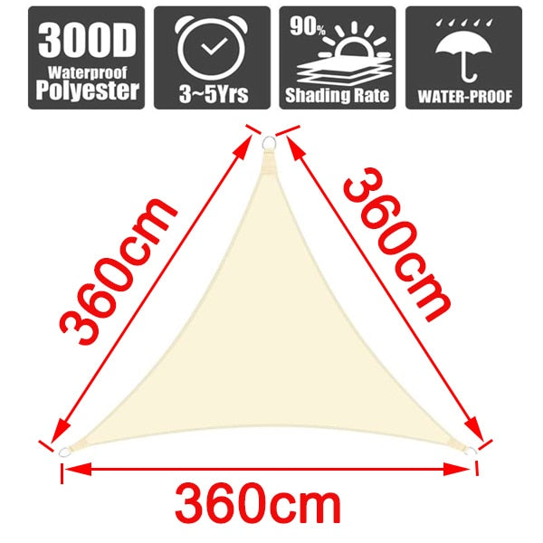 Outdoor Waterproof Anti-UV Shade Sail, Sunscreen Rain Cover, Garden Awning