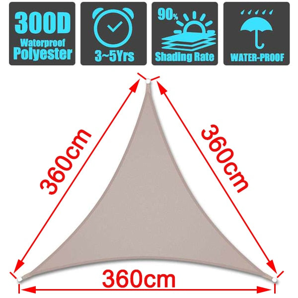 Outdoor Waterproof Anti-UV Shade Sail, Sunscreen Rain Cover, Garden Awning