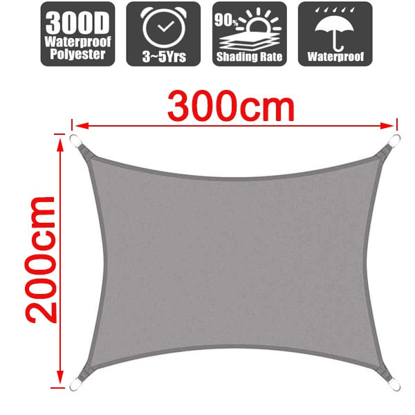 Outdoor Waterproof Anti-UV Shade Sail, Sunscreen Rain Cover, Garden Awning
