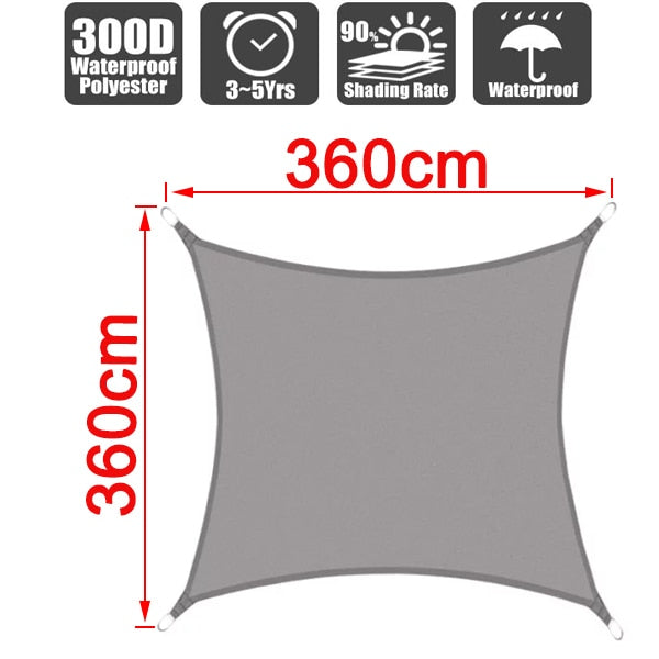 Outdoor Waterproof Anti-UV Shade Sail, Sunscreen Rain Cover, Garden Awning