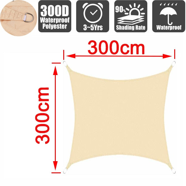 Outdoor Waterproof Anti-UV Shade Sail, Sunscreen Rain Cover, Garden Awning