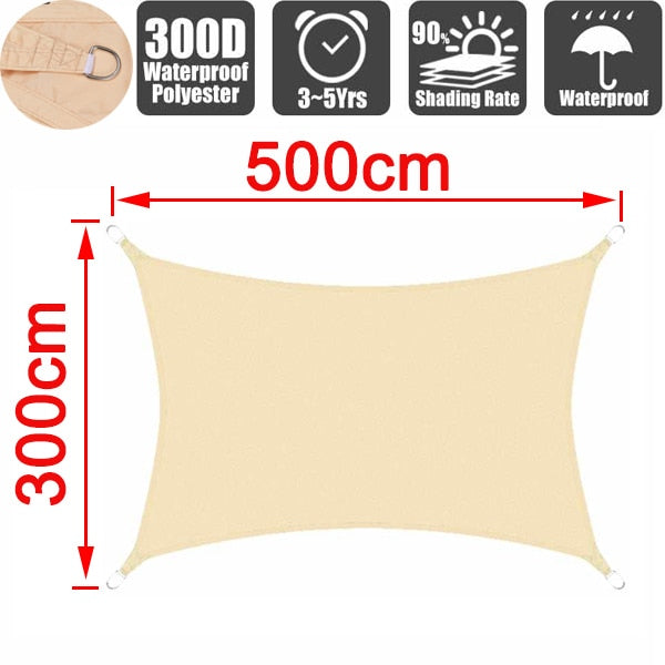 Outdoor Waterproof Anti-UV Shade Sail, Sunscreen Rain Cover, Garden Awning