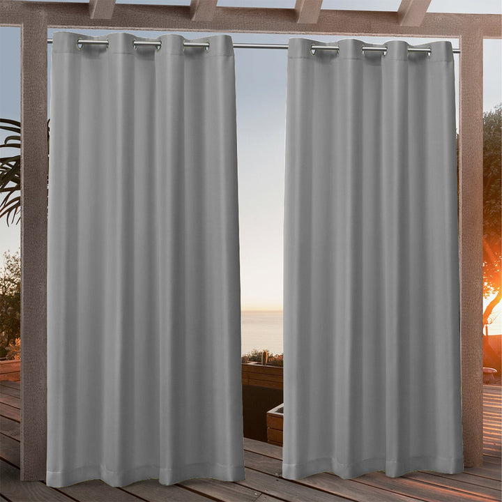 Suchoutdoor Outdoor Waterproof Curtains, Grommet Top Silver, for Porch/Pavilion/Patio, 1 Panel